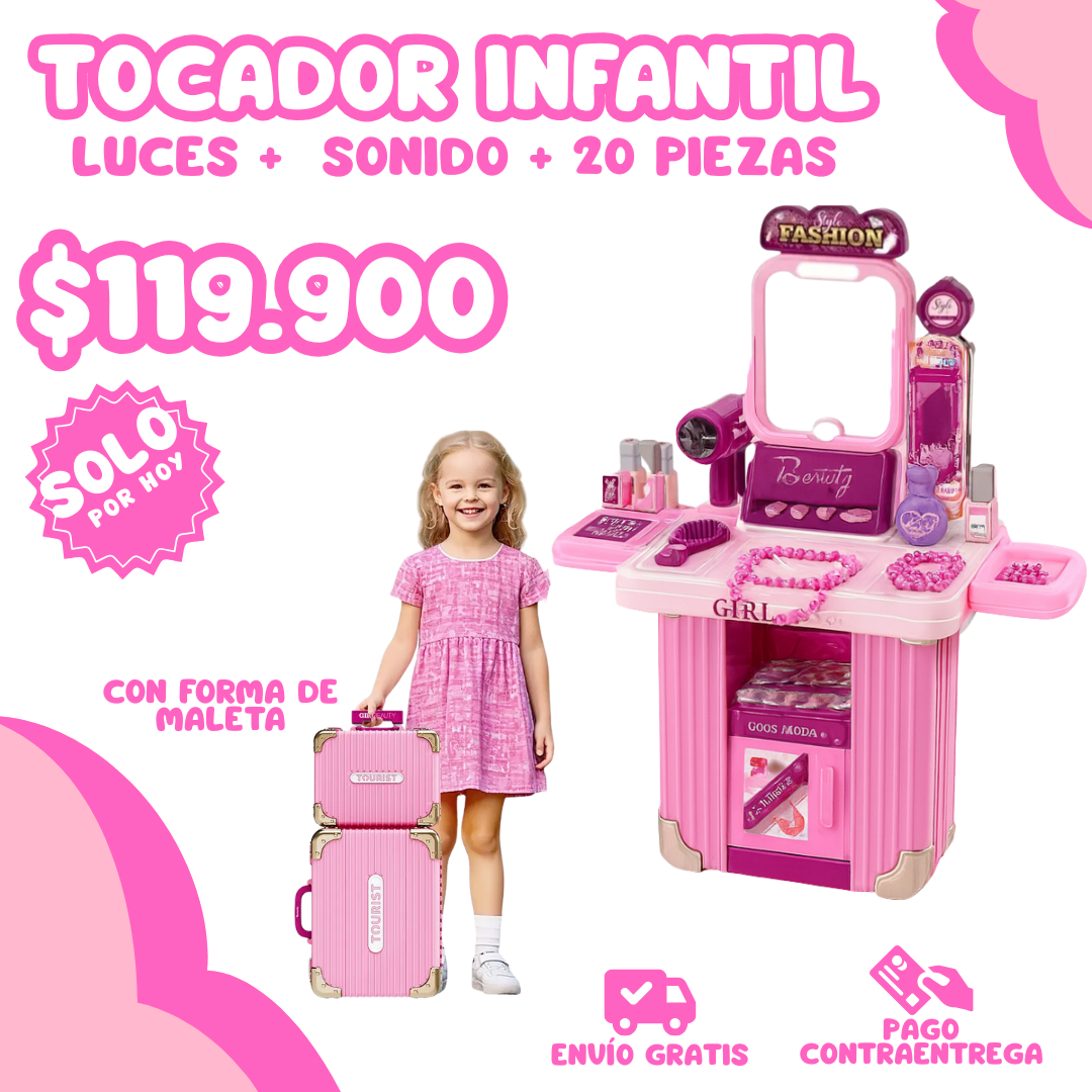 MALETA TOCADOR INFANTIL + 20 PIEZAS