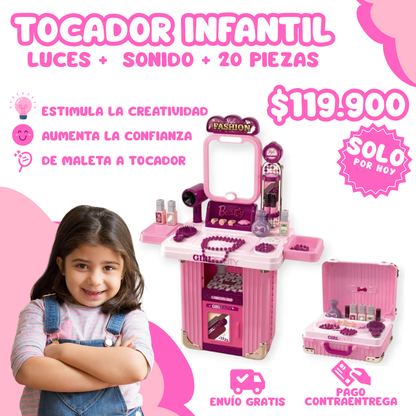 MALETA TOCADOR INFANTIL + 20 PIEZAS