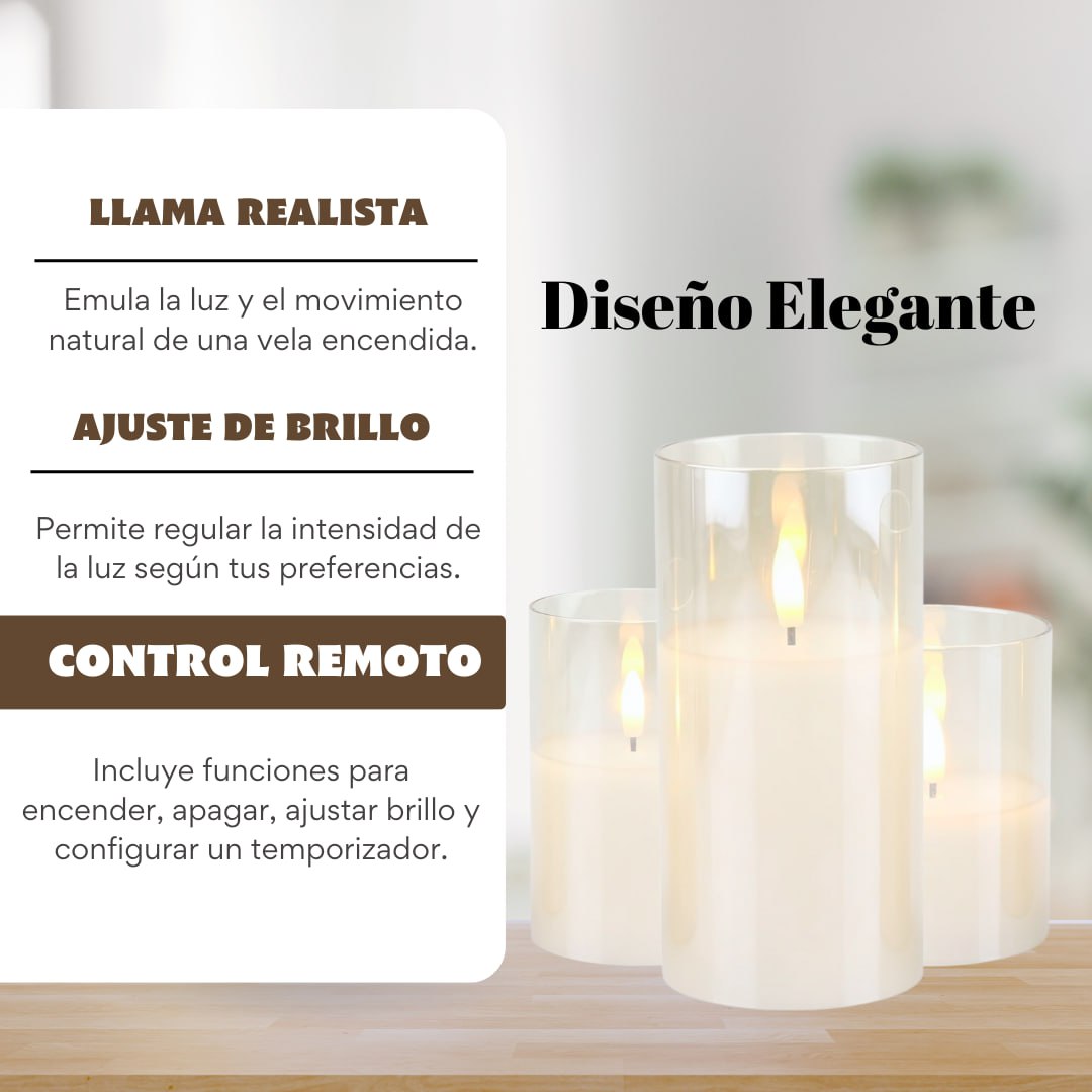 SET DE VELAS DECORATIVAS X3 + CONTROL