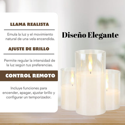 SET DE VELAS DECORATIVAS X3 + CONTROL