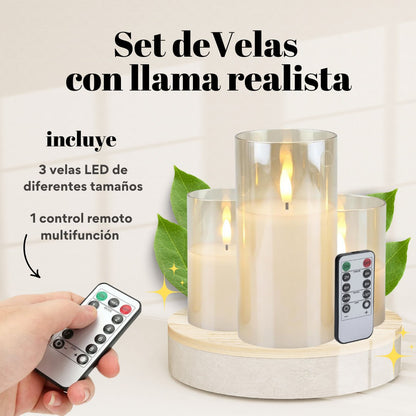 SET DE VELAS DECORATIVAS X3 + CONTROL