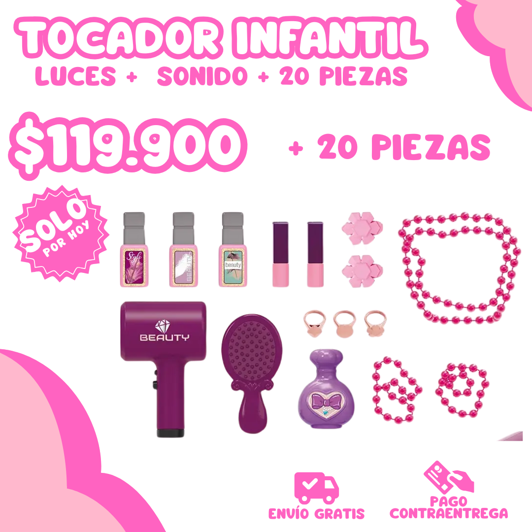 MALETA TOCADOR INFANTIL + 20 PIEZAS