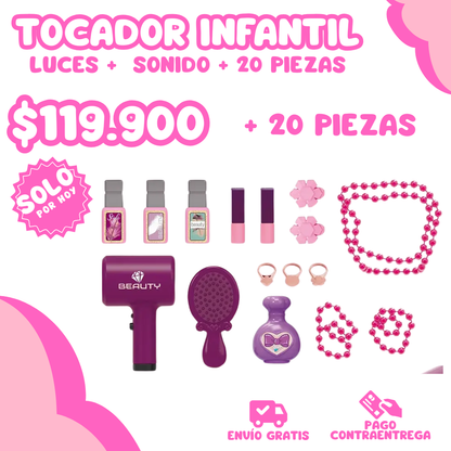 MALETA TOCADOR INFANTIL + 20 PIEZAS