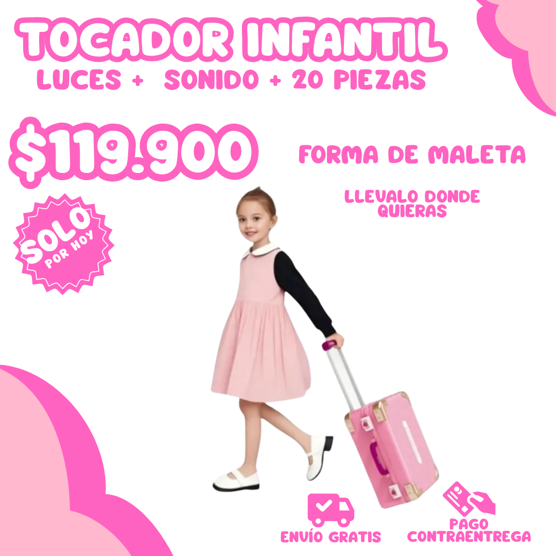 MALETA TOCADOR INFANTIL + 20 PIEZAS